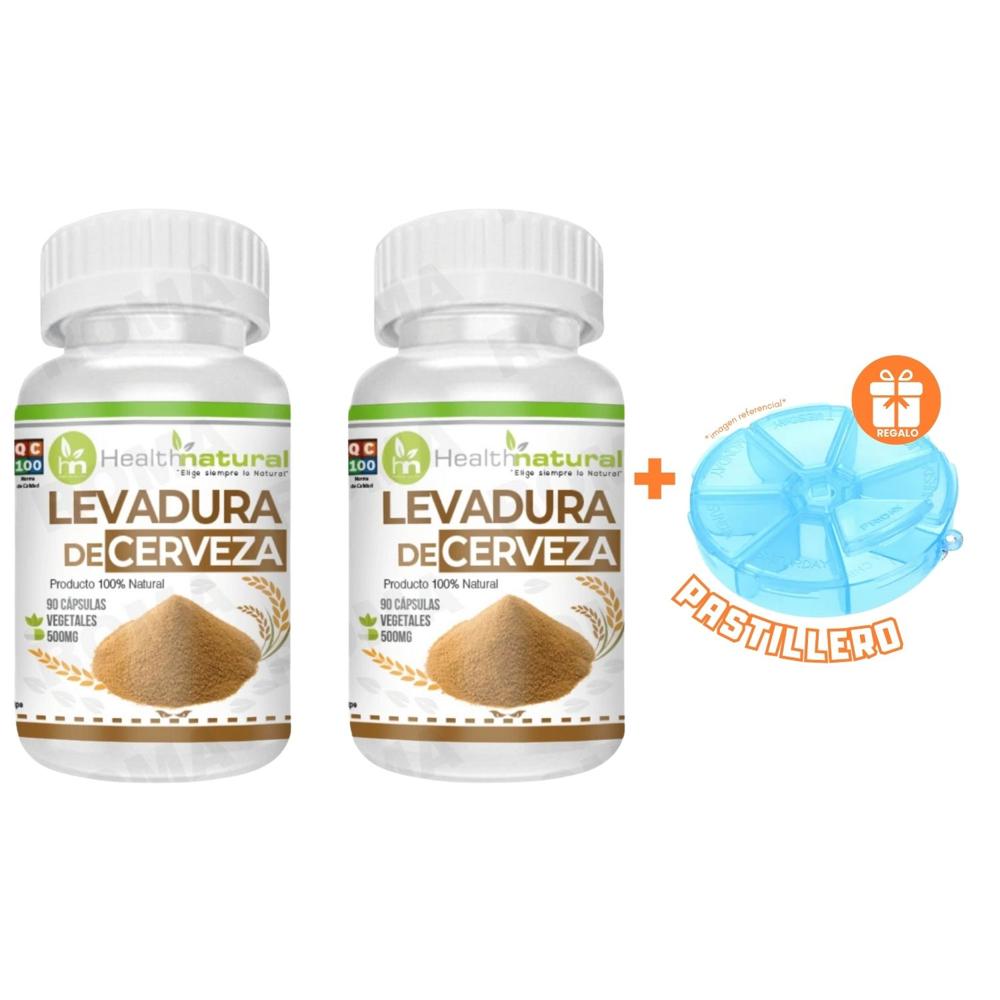 PACK 2 LEVADURA DE CERVEZA HEALTHNATURAL 1000MG + REGALO PASTILLERO