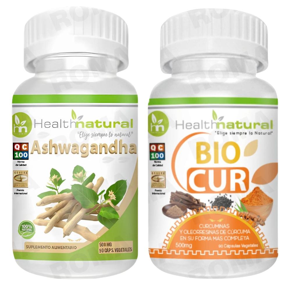 ASHWAGANDHA HEALTHNATURAL 500MG + BIOCUR HEALTHNATURAL 500MG