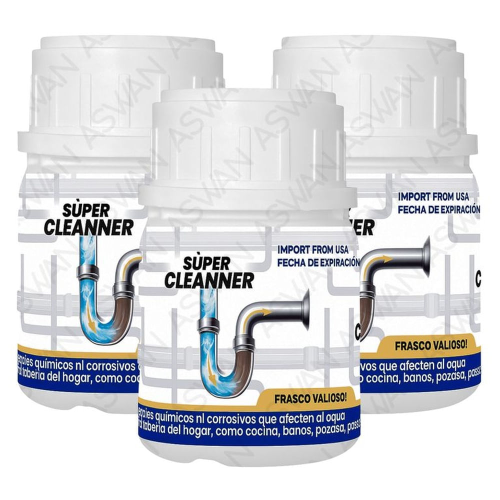 3 UNIDADES DE DESATORADOR DE TUBERIAS EN POLVO - SUPER CLEANNER