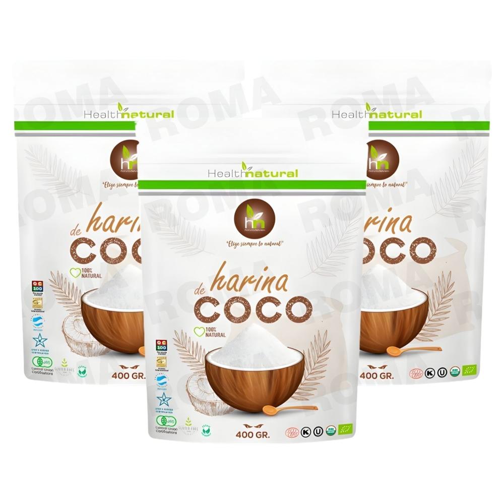 PACK 3 HARINA DE COCO EN POLVO 400G HEALTHNATURAL