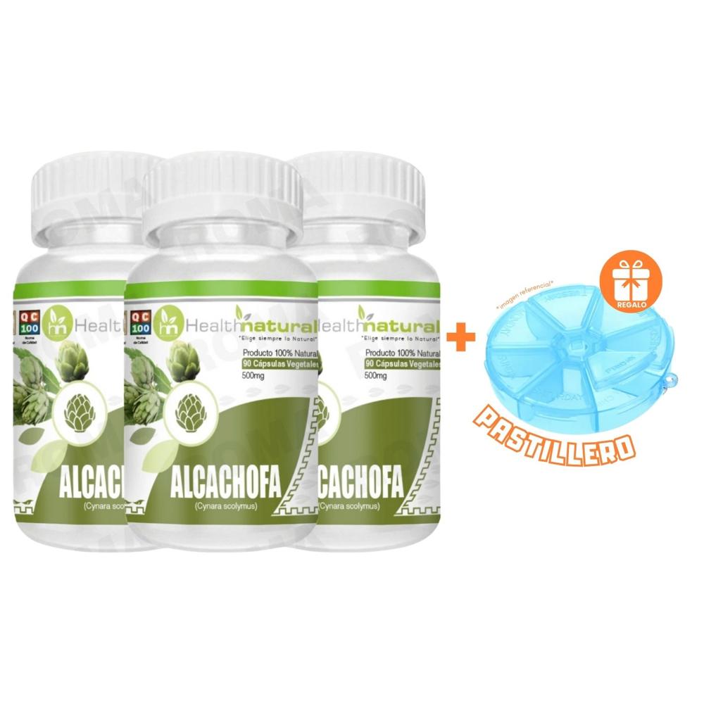 PACK 3 ALCACHOFA HEALTHNATURAL 1500MG + REGALO PASTILLERO