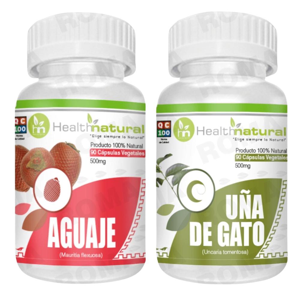 AGUAJE HEALTHNATURAL 500MG + UÑA DE GATO HEALTHNATURAL 500MG