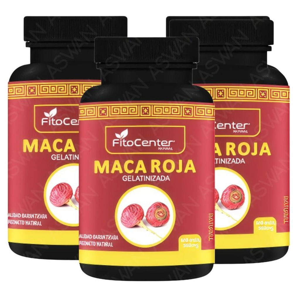 Pack de 3 Maca Roja Gelatinizada 500mg 100 unidades