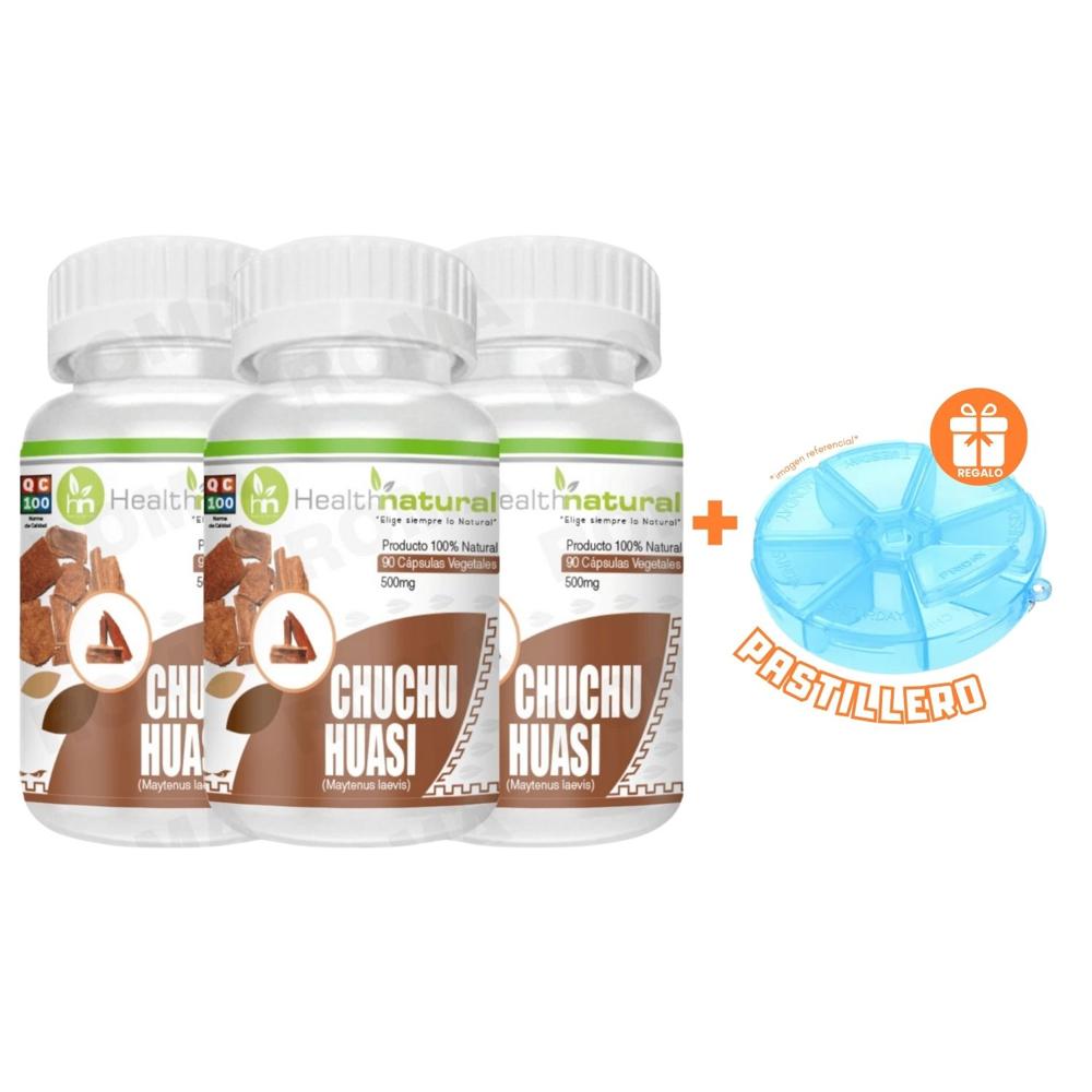 PACK 3 CHUCHUHUASI HEALTHNATURAL 1500MG + REGALO PASTILLERO