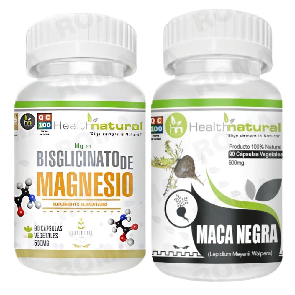 BISGLICINATO DE MAGNESIO HEALTHNATURAL  + MACA NEGRA HEALTHNATURAL