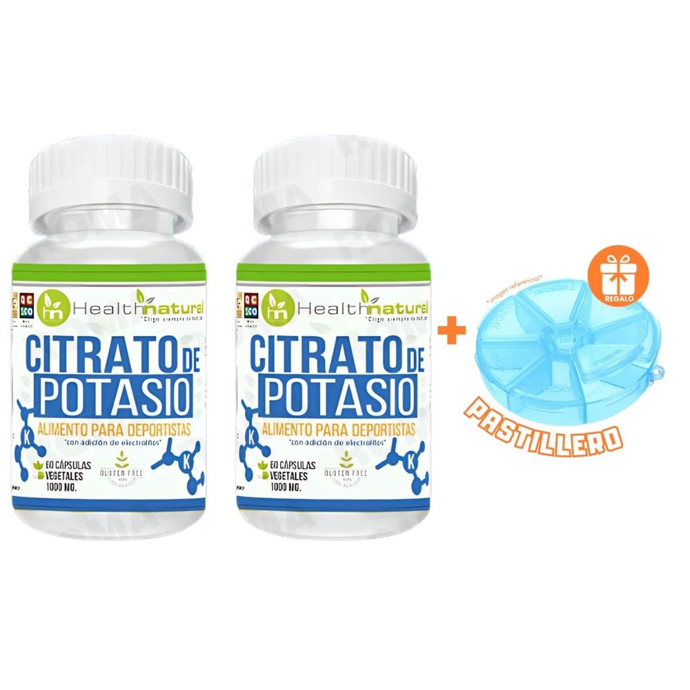PACK 2 CITRATO DE POTASIO HEALTHNATURAL 2000MG + REGALO PASTILLERO