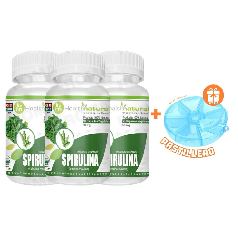 PACK 3 SPIRULINA HEALTHNATURAL 1500MG + REGALO PASTILLERO