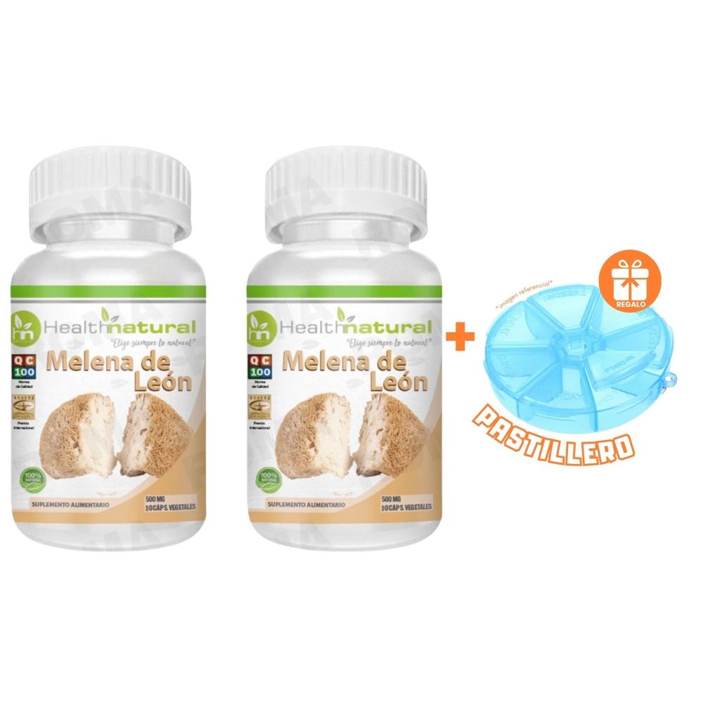 PACK 2 MELENA DE LEÓN HEALTHNATURAL 1000MG + REGALO PASTILLERO