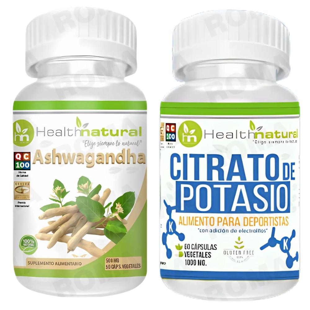ASHWAGANDHA HEALTHNATURAL + CITRATO DE POTASIO HEALTHNATURAL 1000MG