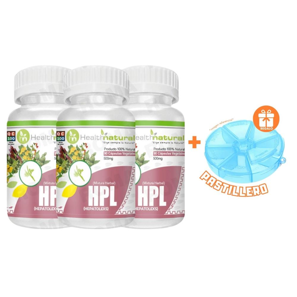 PACK 3 HEPATOLEX (HPL) HEALTHNATURAL 1500MG + REGALO PASTILLERO