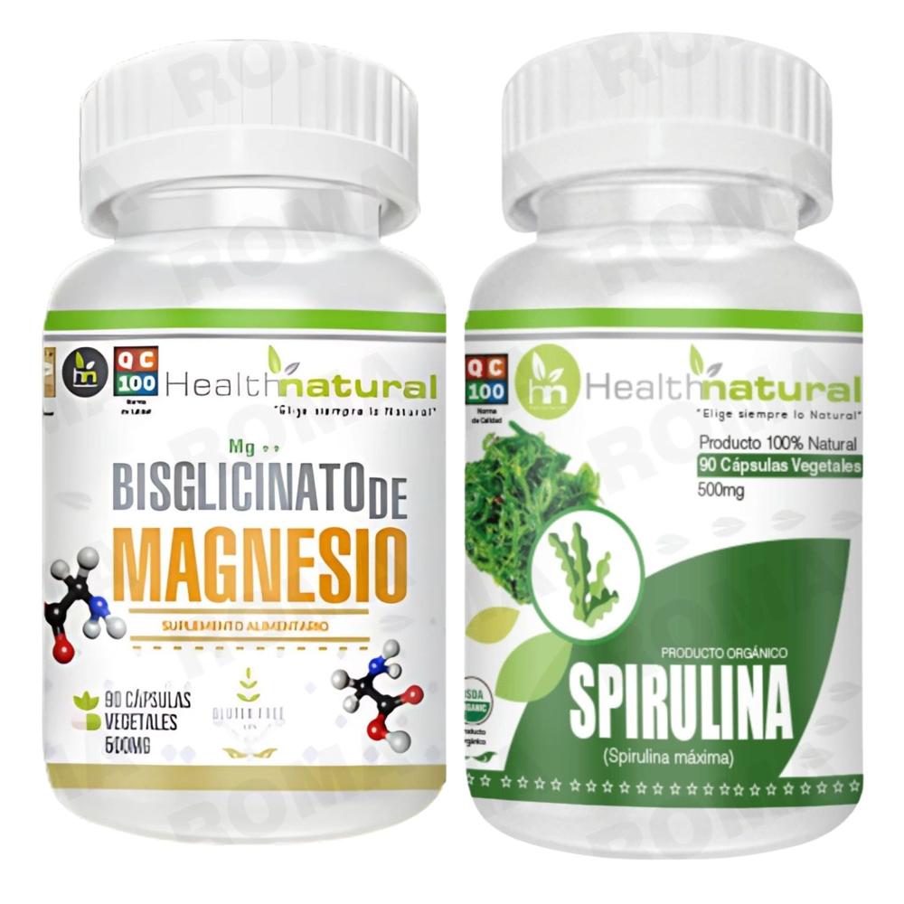 BISGLICINATO DE MAGNESIO HEALTHNATURAL + SPIRULINA HEALTHNATURAL