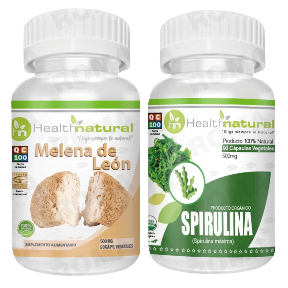 MELENA DE LEÓN HEALTHNATURAL 500MG + SPIRULINA HEALTHNATURAL 500MG