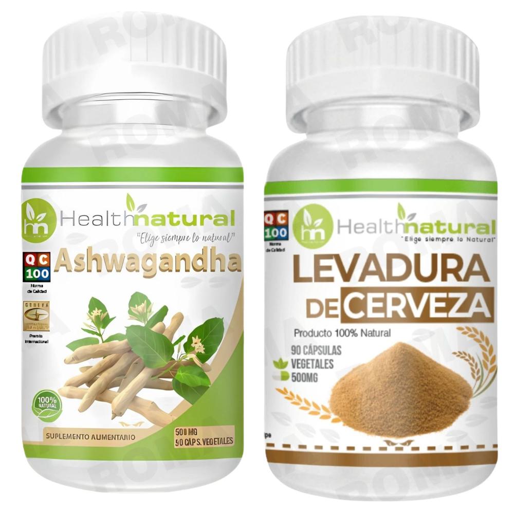 ASHWAGANDHA HEALTHNATURAL + LEVADURA DE CERVEZA HEALTHNATURAL 500MG