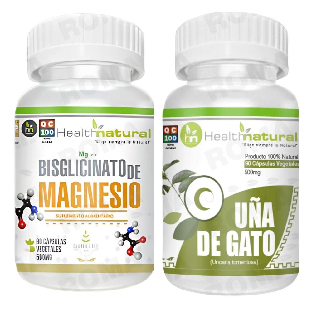 BISGLICINATO MAGNESIO HEALTHNATURAL + UÑA DE GATO HEALTHNATURAL