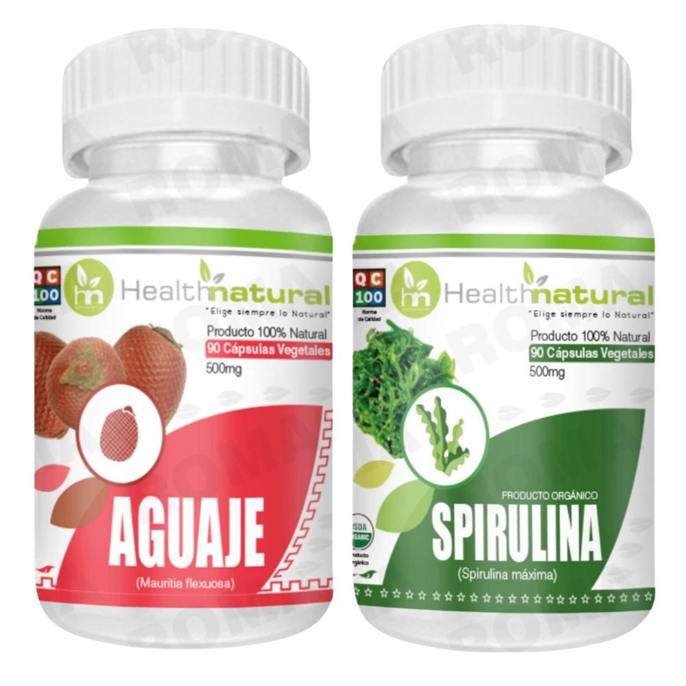 AGUAJE HEALTHNATURAL 500MG + SPIRULINA HEALTHNATURAL 500MG
