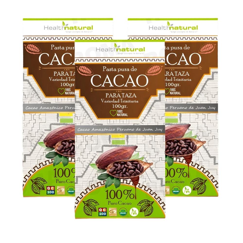PACK 3 PASTA PURA DE CACAO EN BARRA 100G HEALTHNATURAL