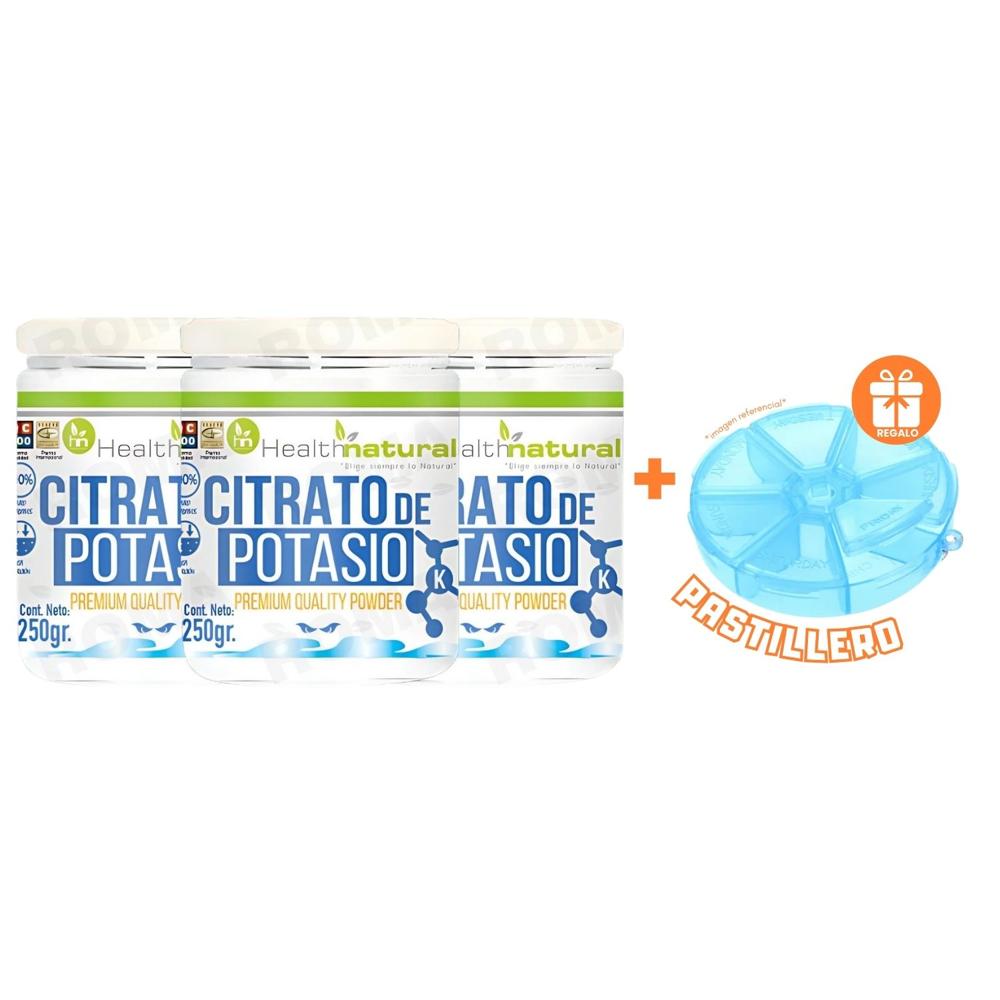 PACK 3 CITRATO DE POTASIO PREMIUM HEALTHNATURAL 750GR + REGALO
