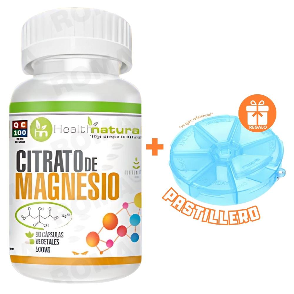CITRATO DE MAGNESIO HEALTHNATURAL 500MG + REGALO PASTILLERO