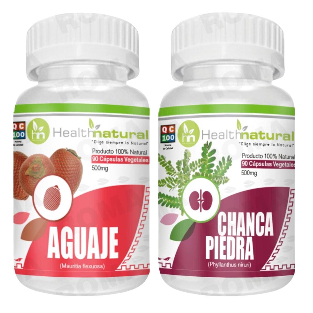AGUAJE HEALTHNATURAL 500MG + CHANCA PIEDRA HEALTHNATURAL 500MG
