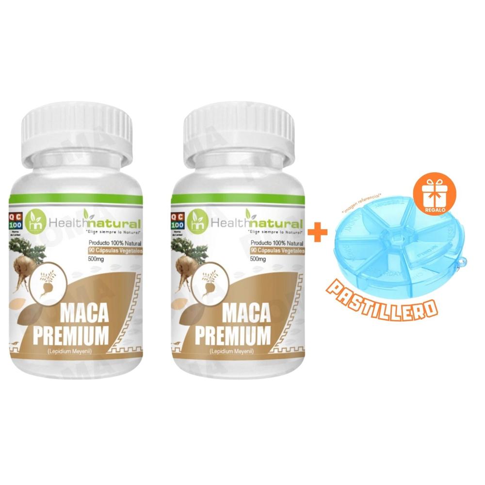 PACK 2 MACA PREMIUM HEALTHNATURAL 1000MG + REGALO PASTILLERO