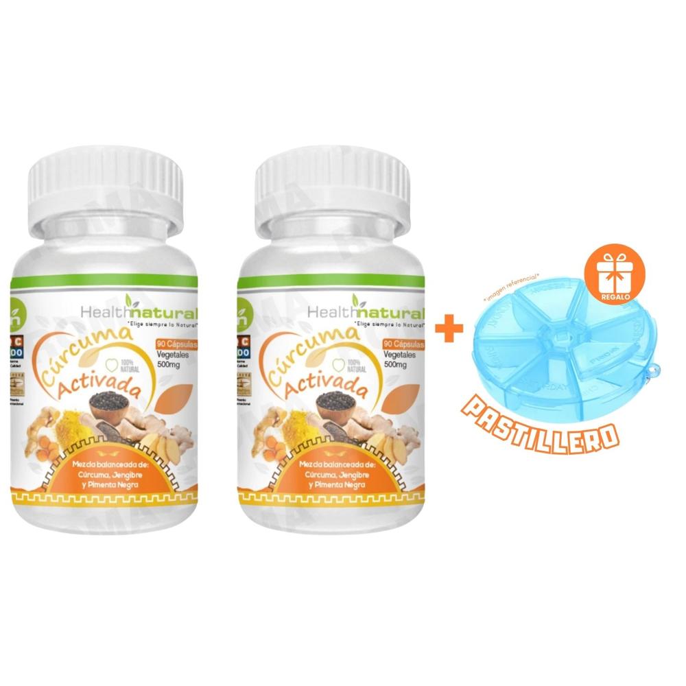 PACK 2 CÚRCUMA ACTIVADA HEALTHNATURAL 1000MG + REGALO PASTILLERO