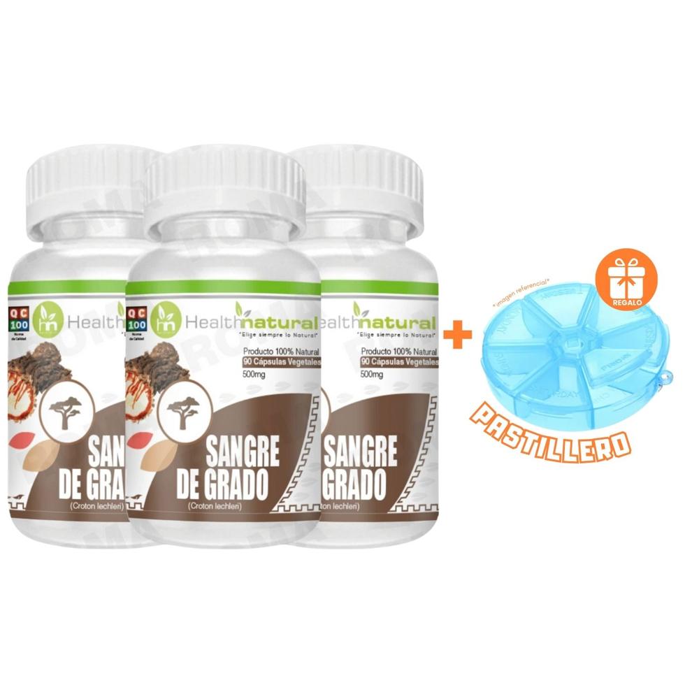 PACK 3 SANGRE DE GRADO HEALTHNATURAL 1500MG + REGALO PASTILLERO