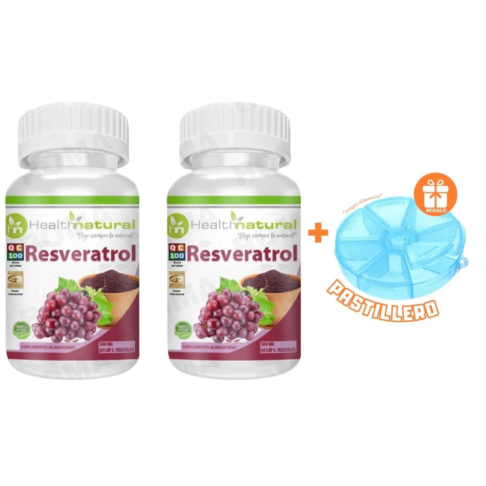 PACK 2 RESVERATROL HEALTHNATURAL 1000MG + REGALO PASTILLERO