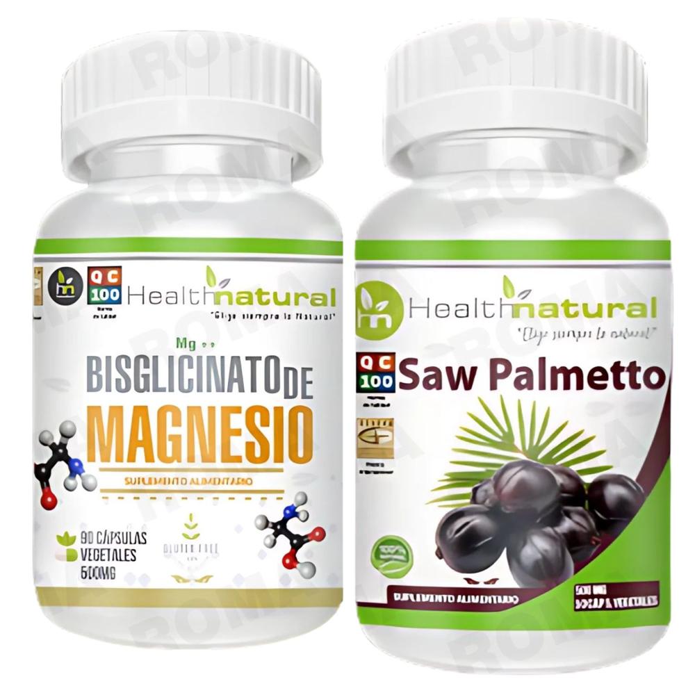 BISGLICINATO DE MAGNESIO HEALTHNATURAL  + SAW PALMETTO HEALTHNATURAL