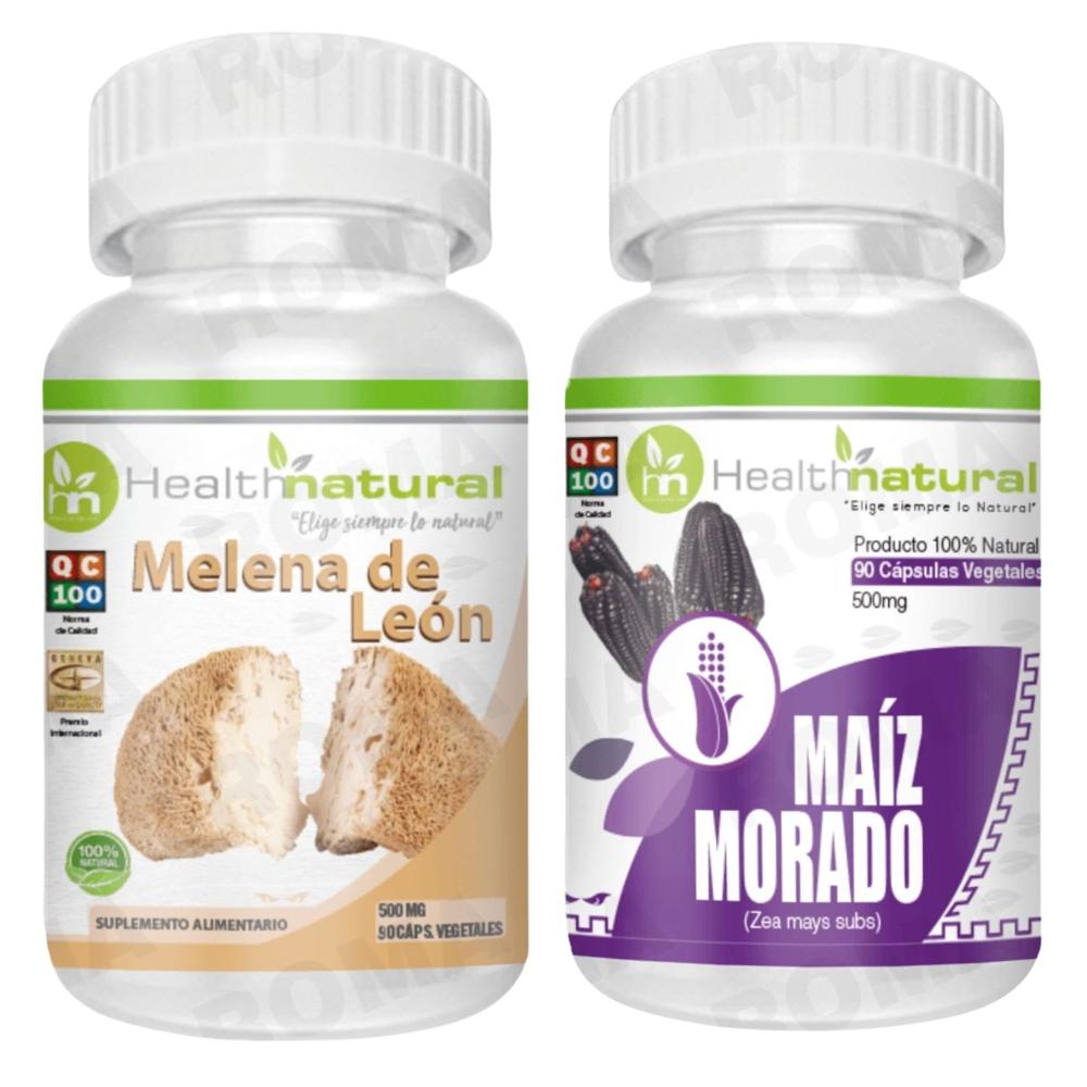 MELENA DE LEÓN HEALTHNATURAL 500MG + MAIZ MORADO HEALTHNATURAL 500MG