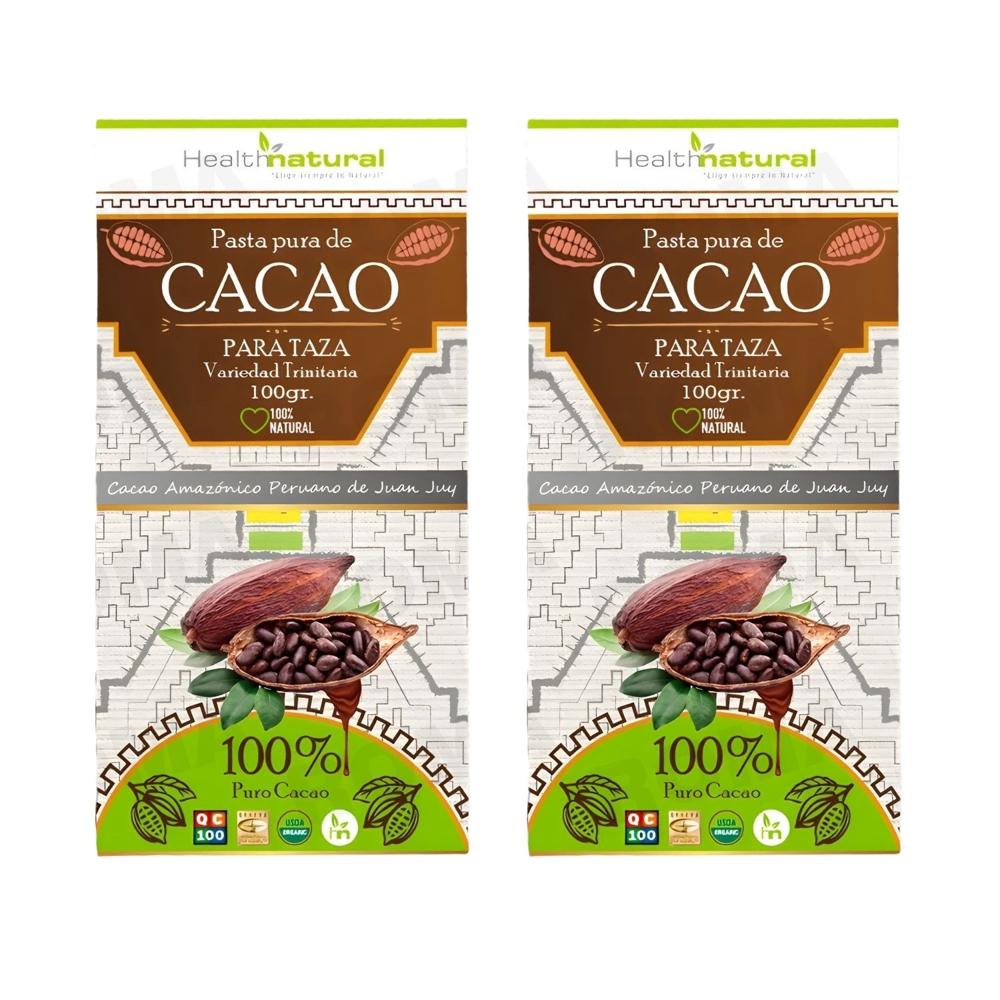 PACK 2 PASTA PURA DE CACAO EN BARRA 100G HEALTHNATURAL