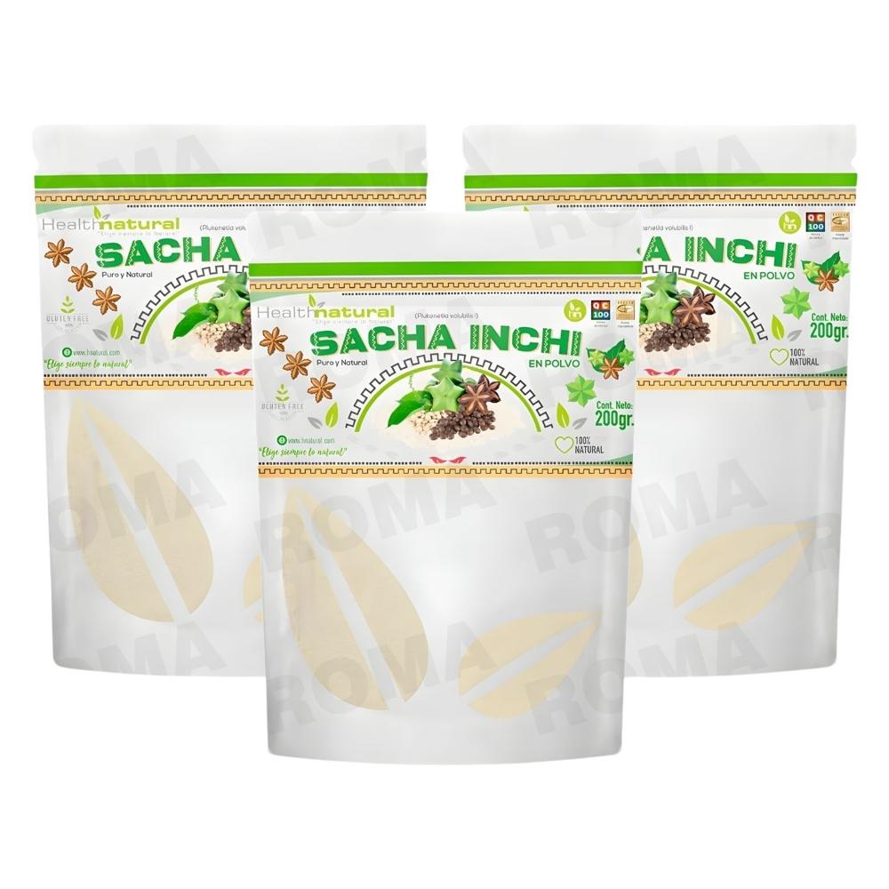 PACK 3 SACHA INCHI EN POLVO 200G HEALTHNATURAL