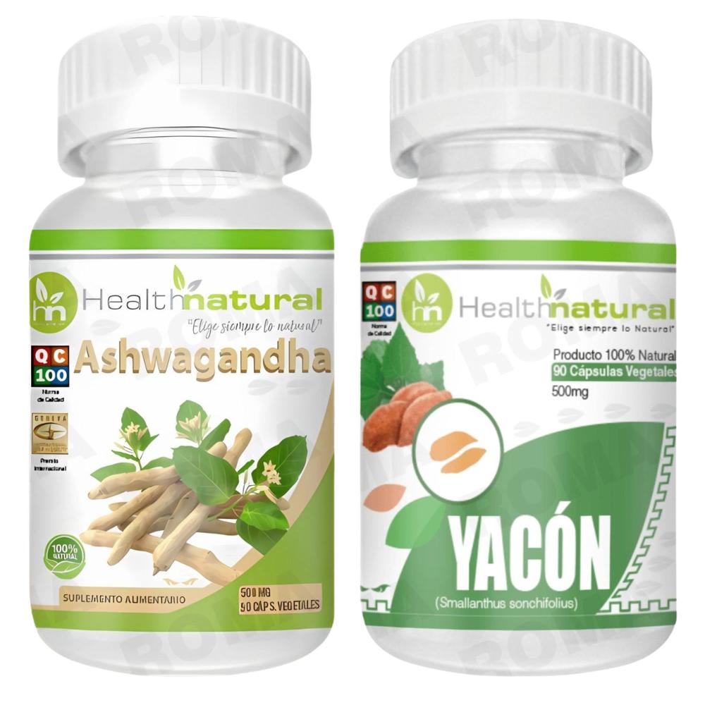 ASHWAGANDHA HEALTHNATURAL 500MG + YACÓN HEALTHNATURAL 500MG