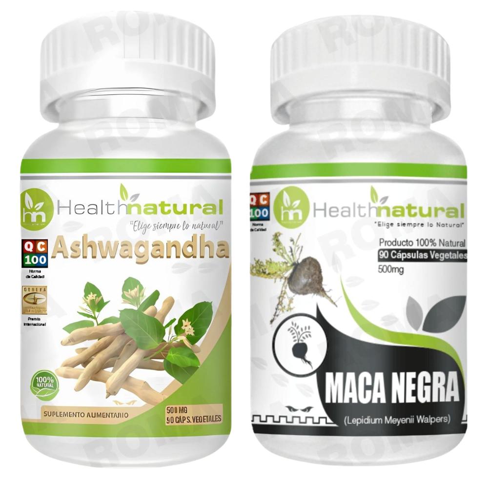 ASHWAGANDHA HEALTHNATURAL 500MG + MACA NEGRA HEALTHNATURAL 500MG