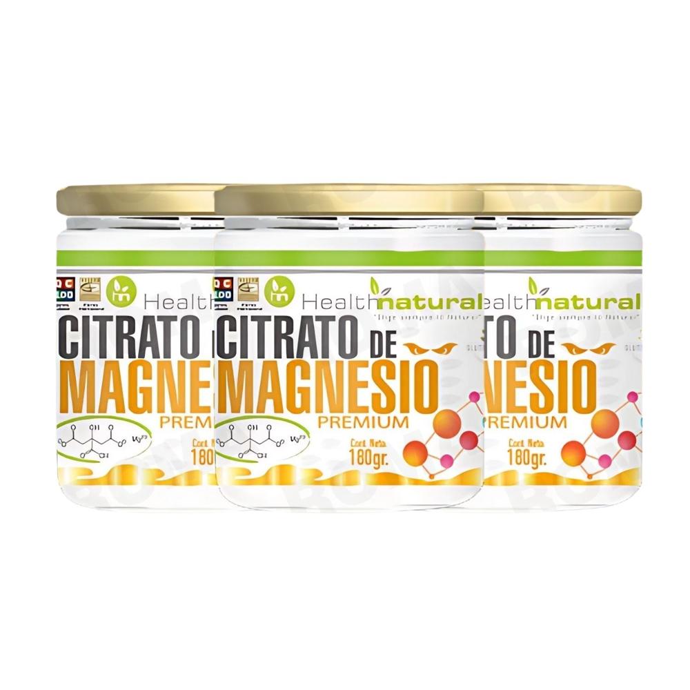 PACK 3 CITRATO DE MAGNESIO PREMIUM HEALTHNATURAL 540GR