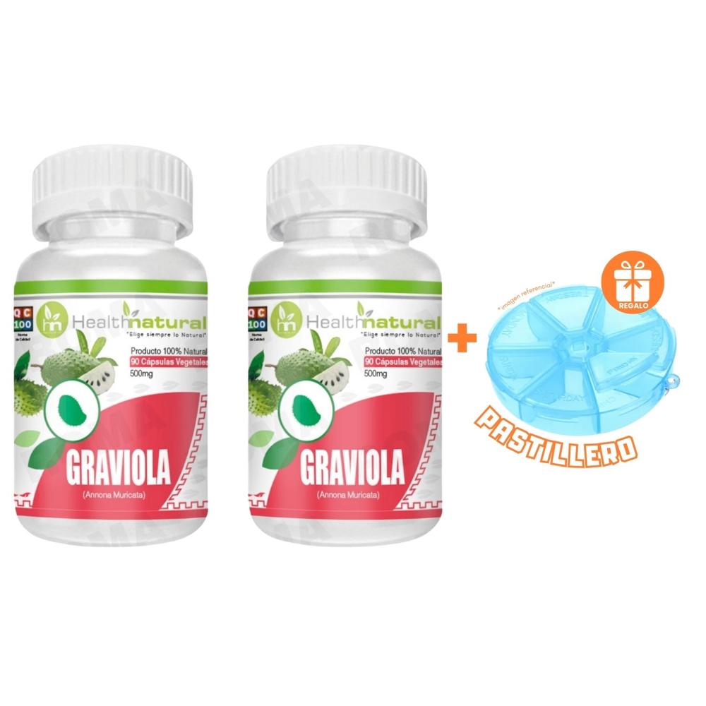 PACK 2 GRAVIOLA HEALTHNATURAL 1000MG + REGALO PASTILLERO