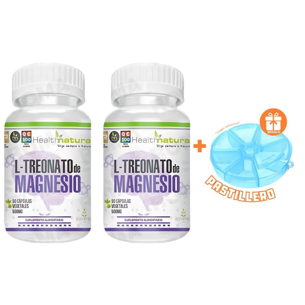 PACK 2 L-TREONATO DE MAGNESIO HEALTHNATURAL 1000MG + REGALO PASTILLERO