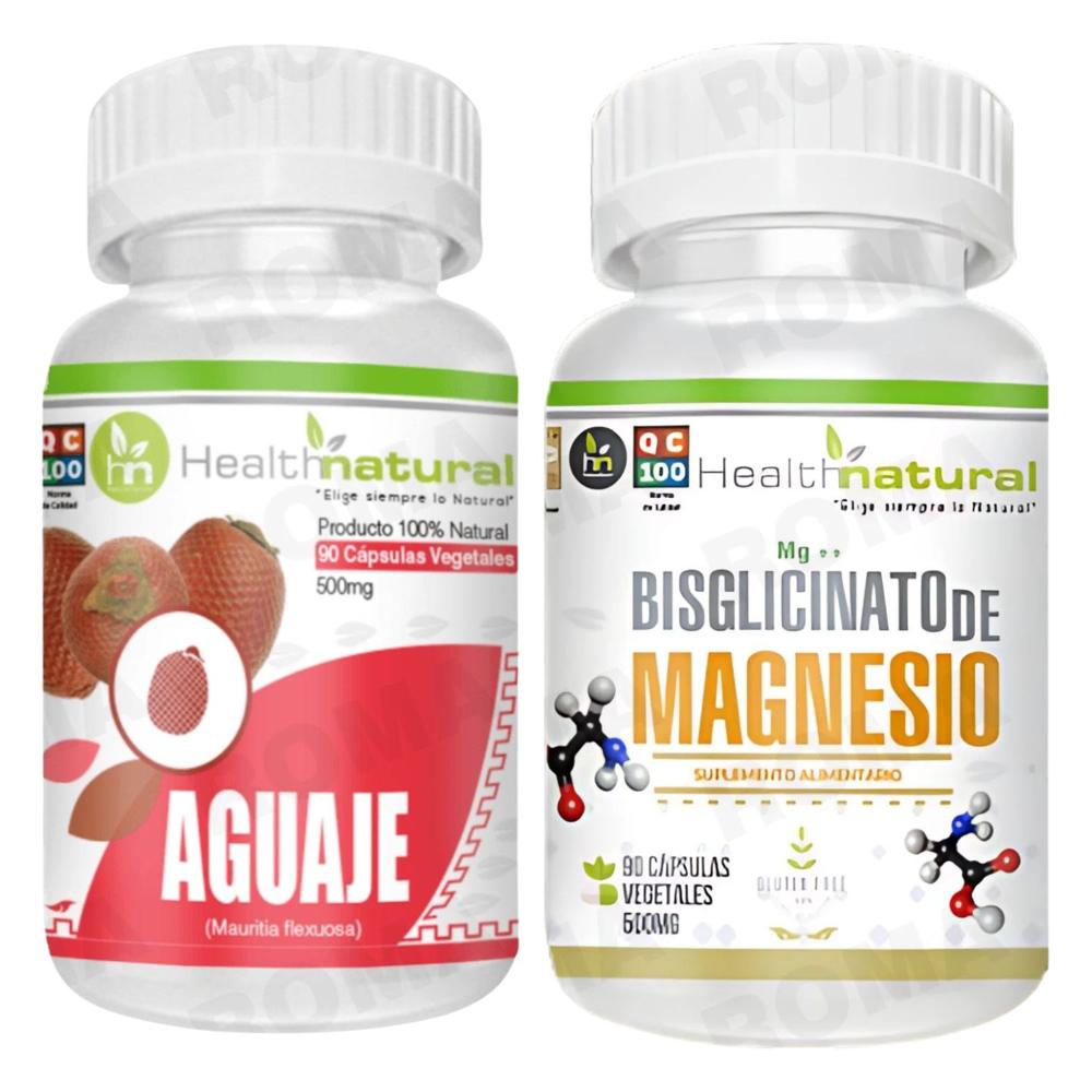AGUAJE HEALTHNATURAL  + BISGLICINATO DE MAGNESIO HEALTHNATURAL 500MG