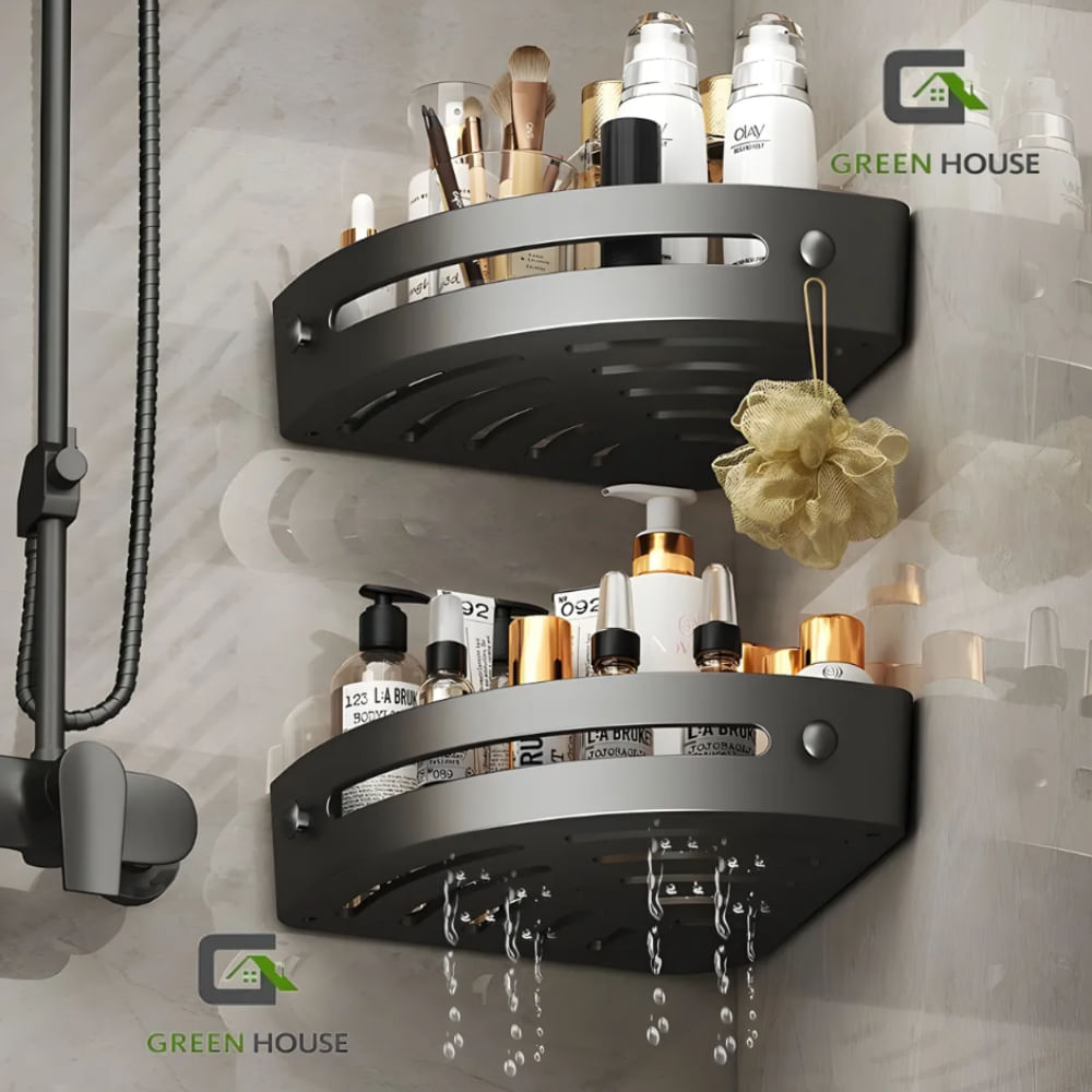 ESQUINERO ORGANIZADOR DUCHA- COCINA negro ACERO PACK 2 unidades