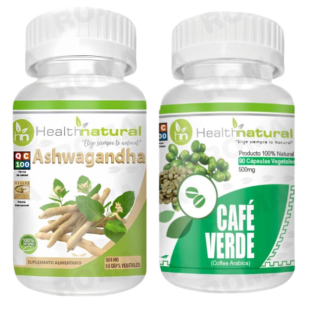 ASHWAGANDHA HEALTHNATURAL 500MG + CAFÉ VERDE HEALTHNATURAL 500MG