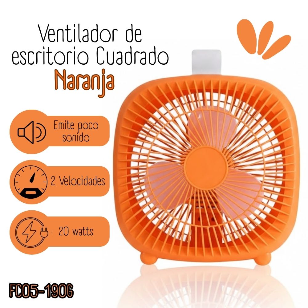 Ventilador de escritorio Cuadrado Naranja