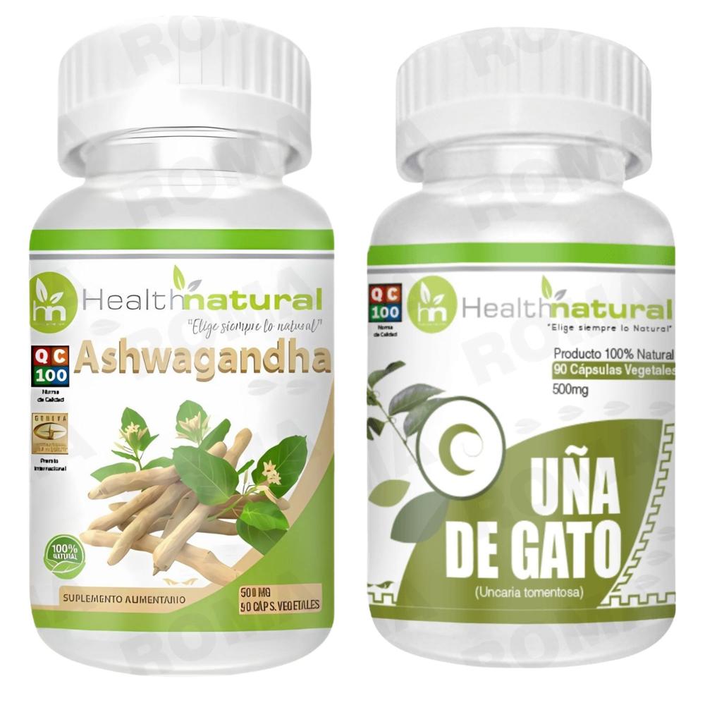 ASHWAGANDHA HEALTHNATURAL 500MG + UÑA DE GATO HEALTHNATURAL 500MG