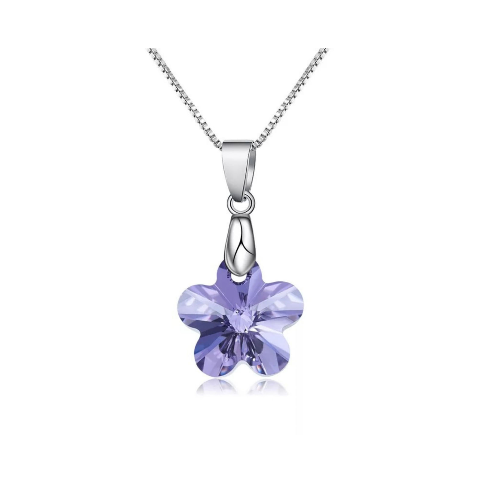 Collar de Plata Sifrah Shop dije Cristal Swarovski Flor Lila para Regalo Mujer