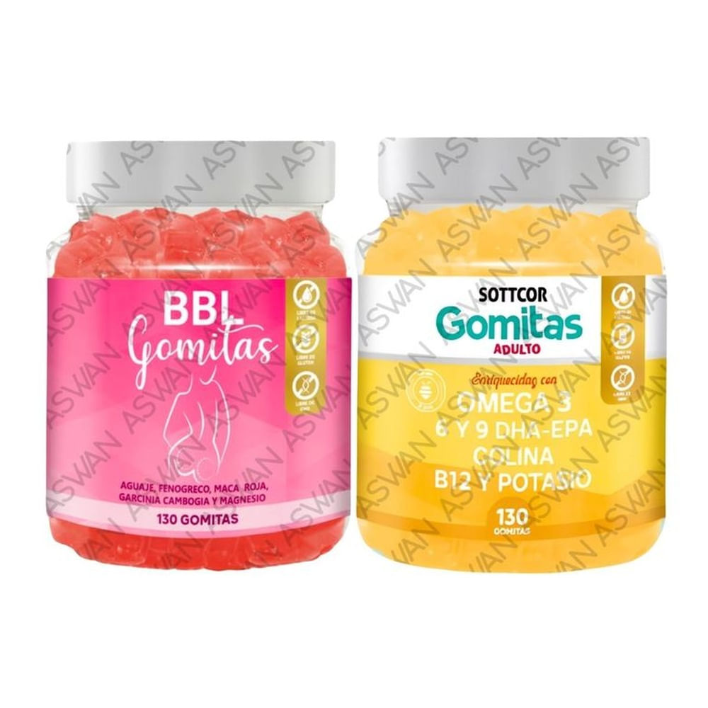 PACK ADULTO DE AGUAJE & OMEGA 3 130 GOMITAS - SOTTCOR