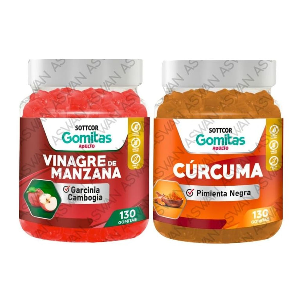 PACK ADULTO VINAGRE DE MANZANA & CURCUMA 130 GOMITAS - SOTTCOR
