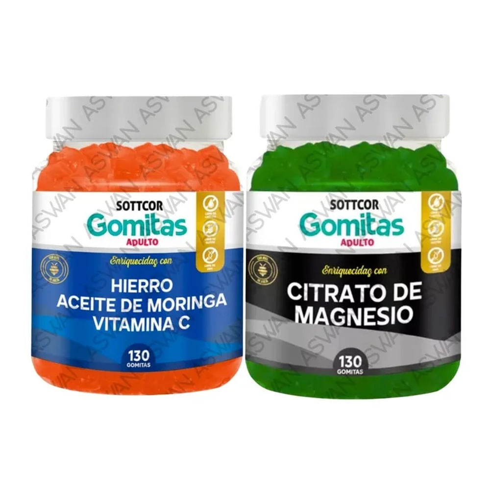 PACK 2 ADULTO HIERRO & CITRATO DE MAGNESIO 130 GOMITAS - SOTTCOR