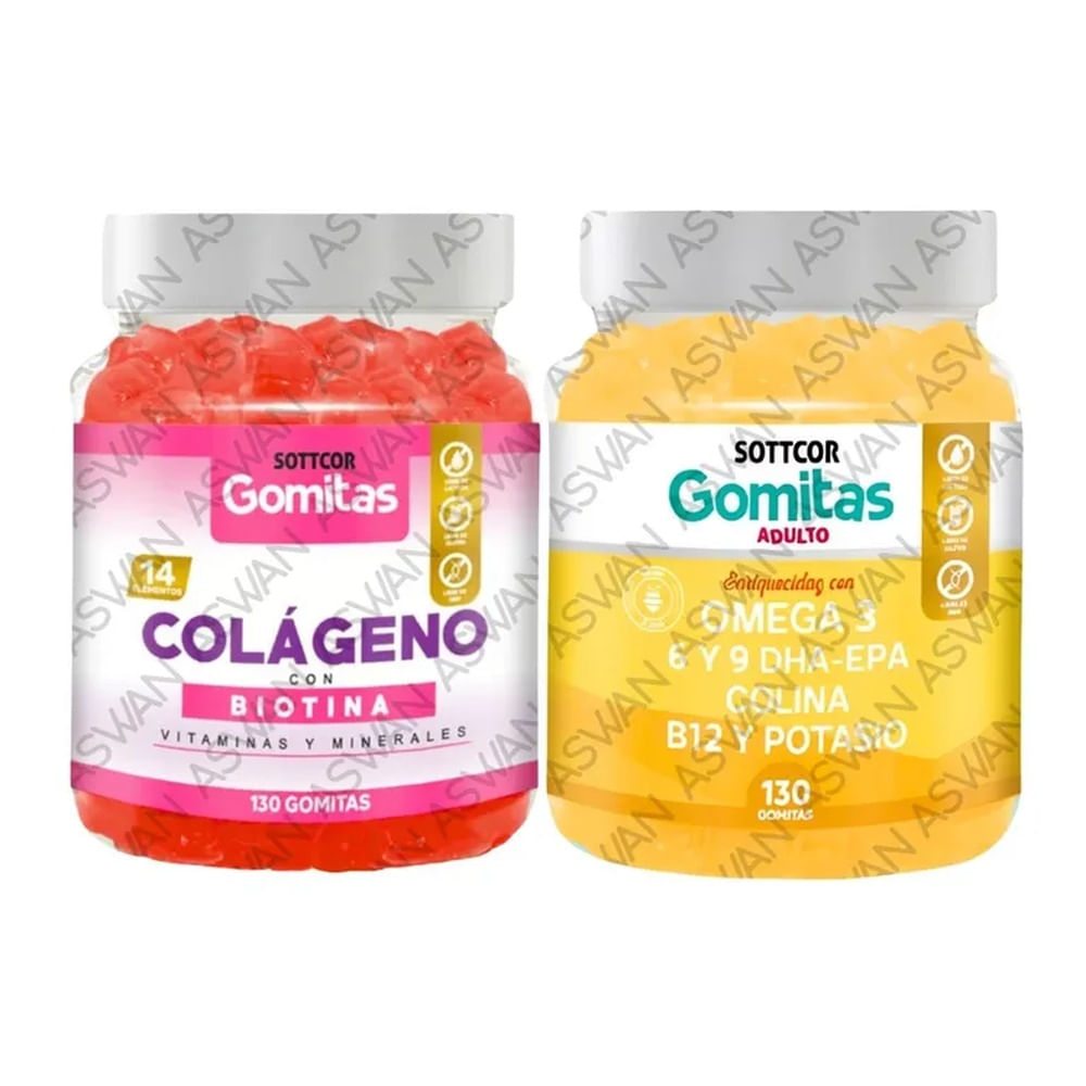 PACK ADULTO COLAGENO & OMEGA 3 130 GOMITAS - SOTTCOR