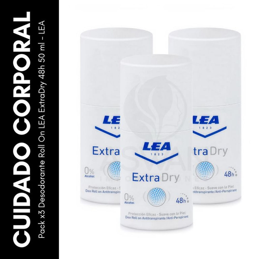 Pack x3 Desodorante Roll On LEA ExtraDry 48h 50 ml - LEA