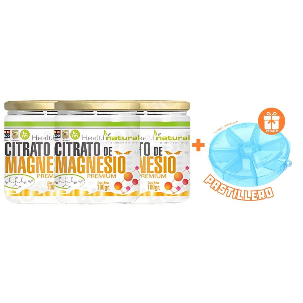 PACK 3 CITRATO DE MAGNESIO PREMIUM HEALTHNATURAL 540GR + REGALO