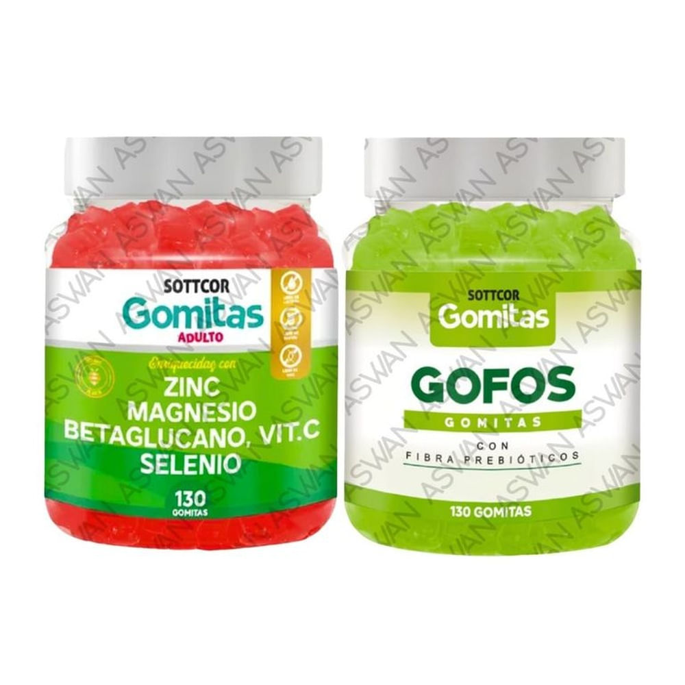 PACK ADULTO ZINC & GOFOS 130 GOMITAS - SOTTCOR
