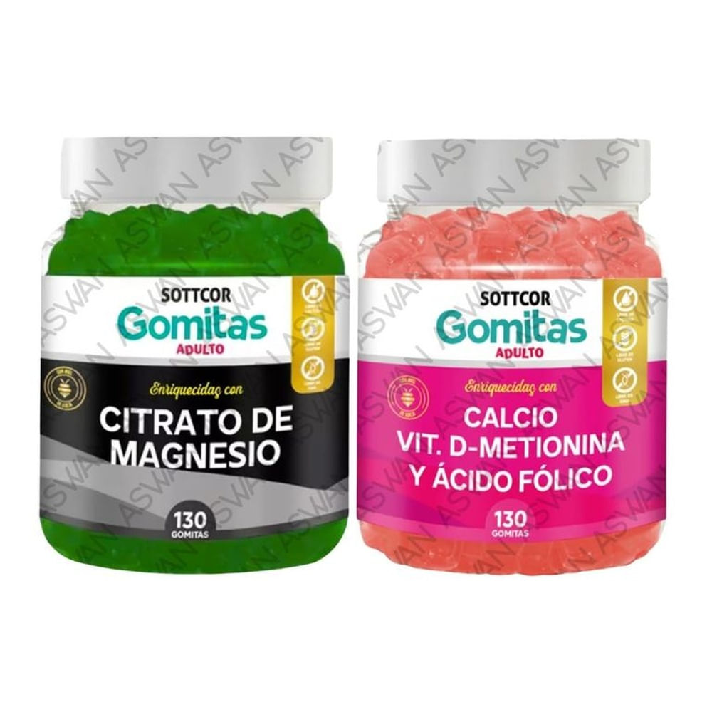 PACK ADULTO CITRATO DE MAGNESIO & CALCIO 130 GOMITAS - SOTTCOR